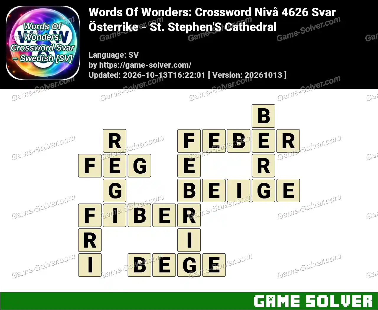 Words Of Wonders: Crossword Nivå 4626 Svar – Österrike – St. Stephen’S Cathedral